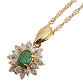 K18YG イエローゴールド エメラルド0.36ct ダイヤ0.50ct ペンダントネックレス レディース 【中古】