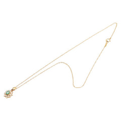 K18YG イエローゴールド エメラルド0.36ct ダイヤ0.50ct ペンダントネックレス レディース 【中古】