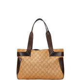 グッチ GGキャンバス トートバッグ 73983 ブラウン キャンバス レザー レディース GUCCI 【中古】