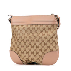 グッチ GGキャンバス プリンシー 斜め掛け ショルダーバッグ 257065 ベージュ ピンク キャンバス レザー レディース GUCCI 【中古】