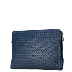 ボッテガヴェネタ イントレチャート クラッチバッグ ネイビー レッド レザー メンズ BOTTEGAVENETA 【中古】