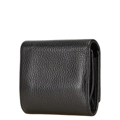 グッチ GGマーモント 三つ折り財布 ブラック レザー レディース GUCCI 【中古】