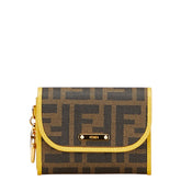 フェンディ ズッカ コインケース 小銭入れ ブラウン イエロー PVC レザー レディース FENDI 【中古】