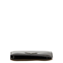 プラダ 三角ロゴプレート 二つ折り財布 M661 ブラック レザー レディース PRADA 【中古】