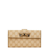 グッチ GGキャンバス プリンシー 長財布 167464 ベージュ ゴールド キャンバス レザー レディース GUCCI 【中古】