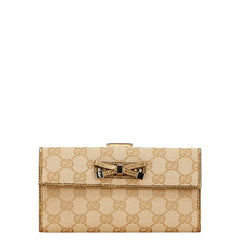 グッチ GGキャンバス プリンシー 長財布 167464 ベージュ ゴールド キャンバス レザー レディース GUCCI 【中古】