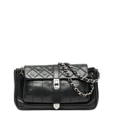 シャネル マトラッセ 2.55 チョコバー チェーン ショルダーバッグ ブラック ラムスキン レディース CHANEL 【中古】