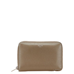 セリーヌ 二つ折り財布 ラウンドファスナー グレージュ レザー レディース CELINE 【中古】