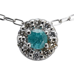 Pt900 プラチナ Pt850 プラチナ パライバトルマリン0.03ct ダイヤ0.04ct ペンダントネックレス レディース 【中古】