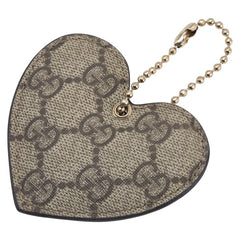 グッチ GGスプリーム ハート チャーム バッグチャーム ベージュ ゴールド PVC レザー レディース GUCCI 【中古】