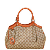 グッチ GGキャンバス スーキー ハンドバッグ 211944 ベージュ オレンジ キャンバス レザー レディース GUCCI 【中古】