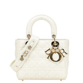 ディオール カナージュ レディディオール スモール MY ABCDIOR ハンドバッグ ショルダーバッグ 2WAY ホワイト ゴールド レザー レディース Dior 【中古】