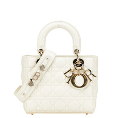 ディオール カナージュ レディディオール スモール MY ABCDIOR ハンドバッグ ショルダーバッグ 2WAY ホワイト ゴールド レザー レディース Dior 【中古】