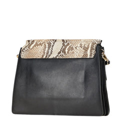 クロエ フェイ ミディアム ショルダーバッグ ブラック ベージュ パイソン レザー スウェード レディース Chloe 【中古】