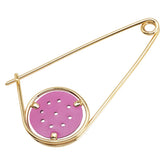 ロエベ メカノピン ブローチ ゴールド パープル メッキ レザー レディース LOEWE 【中古】