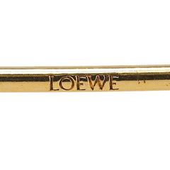 ロエベ メカノピン ブローチ ゴールド パープル メッキ レザー レディース LOEWE 中古