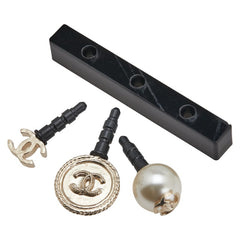 シャネル ココマーク ラウンド イヤホンジャック3点セット ゴールド メッキ フェイクパール レディース CHANEL 【中古】