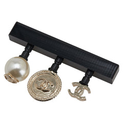 シャネル ココマーク ラウンド イヤホンジャック3点セット ゴールド メッキ フェイクパール レディース CHANEL 【中古】