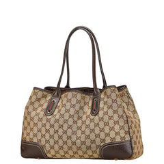 グッチ GGキャンバス プリンシー シェリーライン トートバッグ 163805 ベージュ ブラウン キャンバス レザー レディース GUCCI 【中古】