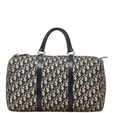 ディオール トロッター ボストンバッグ ネイビー ベージュ キャンバス レザー レディース Dior 【中古】