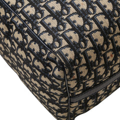 ディオール トロッター ボストンバッグ ネイビー ベージュ キャンバス レザー レディース Dior 【中古】