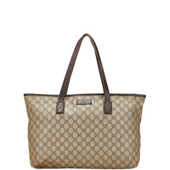グッチ GGスプリーム トートバッグ 181084 ベージュ ブラウン PVC レザー レディース GUCCI 【中古】