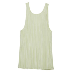 イッセイミヤケ プリーツ タンクトップ ライトグリーン ポリエステル レディース ISSEY MIYAKE 【中古】
