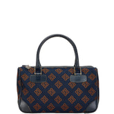 ジバンシー ロゴ ハンドバッグ ミニボストンバッグ ネイビー キャンバス レザー レディース Givenchy 【中古】