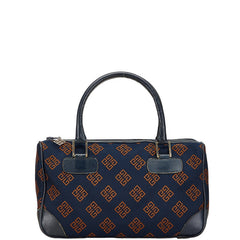 ジバンシー ロゴ ハンドバッグ ミニボストンバッグ ネイビー キャンバス レザー レディース Givenchy 【中古】