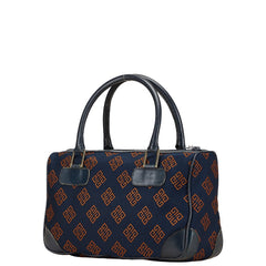 ジバンシー ロゴ ハンドバッグ ミニボストンバッグ ネイビー キャンバス レザー レディース Givenchy 【中古】