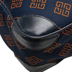 ジバンシー ロゴ ハンドバッグ ミニボストンバッグ ネイビー キャンバス レザー レディース Givenchy 【中古】