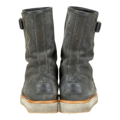 グッチ グッチシマ ウエスタンブーツ サイズ:37 270396 グレー スウェード レディース GUCCI 【中古】