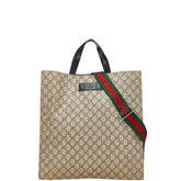 グッチ GGスプリーム トートバッグ ショルダーバッグ 2WAY 456217 ベージュ ブラック PVC レザー レディース GUCCI 【中古】
