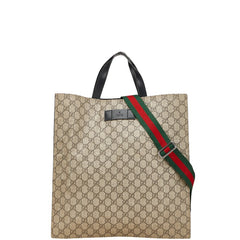 グッチ GGスプリーム トートバッグ ショルダーバッグ 2WAY 456217 ベージュ ブラック PVC レザー レディース GUCCI 【中古】