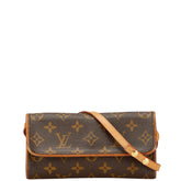 ルイ ヴィトン モノグラム ポシェット ツインPM ショルダーバッグ M51854 ブラウン PVC レザー レディース LOUIS VUITTON 【中古】