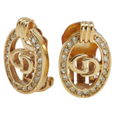 ディオール CDロゴ オーバル サークル イヤリング ゴールド メッキ ラインストーン レディース Dior 【中古】
