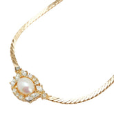ディオール ネックレス ゴールド メッキ ラインストーン フェイクパール レディース Dior 【中古】