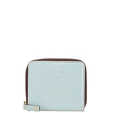 ロエベ アナグラムロゴ コインケース ラウンドファスナー ブルー ブラウン レザー レディース LOEWE 【中古】