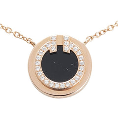 ティファニー T TWO サークル ネックレス ゴールド ブラック K18PG ピンクゴールド オニキス レディース TIFFANY&Co. 【中古】