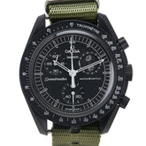 オメガ ×スウォッチ スヌーピー ムーンスウォッチ MISSION TO THE MOON PHASE ベルト(社外品) 腕時計 SO33B700 クオーツ ブラック文字盤 セラミック ナイロン メンズ OMEGA 【中古】