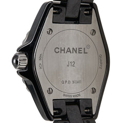 シャネル J12 ダイヤベゼル 8Pダイヤ 腕時計 H2571 クオーツ ブラック文字盤 セラミック レディース CHANEL 【中古】