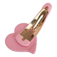 グッチ インターロッキングG ハート ラインストーン ヘアアクセサリー ヘアピン ピンク ブラウン プラスチック レディース GUCCI 【中古】