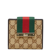 グッチ シェリーライン GGキャンバス 二つ折り財布 181669 ベージュ マルチカラー キャンバス レザー レディース GUCCI 【中古】