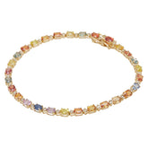 マルチカラー K18YG イエローゴールド サファイア6.50ct ダイヤ0.35ct ブレスレット レディース 【中古】