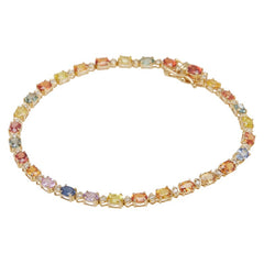 マルチカラー K18YG イエローゴールド サファイア6.50ct ダイヤ0.35ct ブレスレット レディース 【中古】