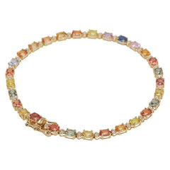 マルチカラー K18YG イエローゴールド サファイア6.50ct ダイヤ0.35ct ブレスレット レディース 【中古】