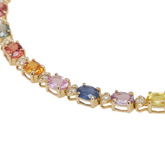 マルチカラー K18YG イエローゴールド サファイア6.50ct ダイヤ0.35ct ブレスレット レディース 【中古】