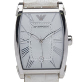 アルマーニ 腕時計 AR-0929 クオーツ シルバー文字盤 ステンレススチール レザー メンズ ARMANI 【中古】