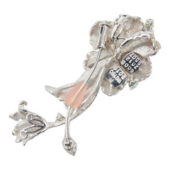 K18WG ホワイトゴールド ダイヤ0.10ct タンザナイト0.12ct ガーネット0.08ct 花 フラワー モチーフ ペンダントトップ ブローチ レディース 【中古】