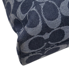 コーチ シグネチャー ショルダーバッグ ブルー レッド デニム レザー レディース COACH 【中古】